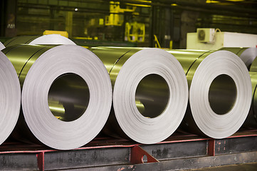 Image showing Rolls of zinc steel sheet