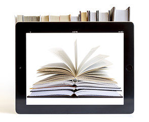 Image showing Open Books on digital tablet concept