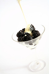 Image showing Blackberries and cream