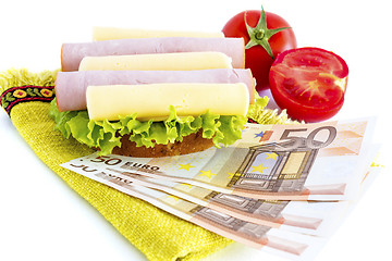 Image showing Sandwich and money