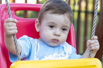 Image showing baby boy in swing