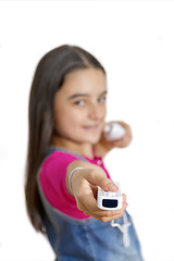 Image showing teenage girl playing video games 