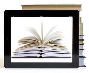 Image showing Open Books on digital tablet concept