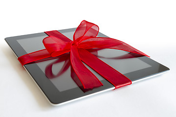 Image showing Digital tablet with christmas present