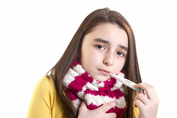 Image showing young girl sick with fever