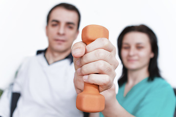 Image showing Physical therapist working with patient