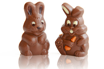 Image showing Two Chocolate Easter Bunny