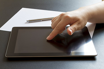 Image showing Finger Pointing on Digital Tablet.