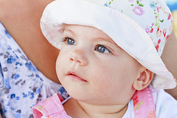 Image showing Sweet baby girl with blue eyes