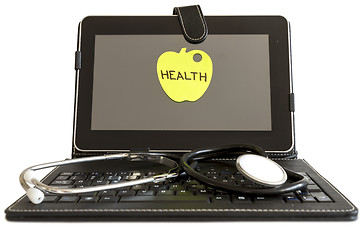 Image showing Digital tablet pc and stethoscope, health concept