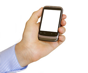 Image showing Holding Mobile Smart Phone In Hand