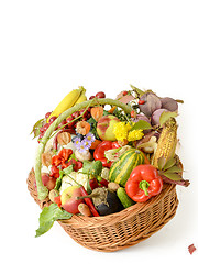 Image showing Basket with vegetables and fruits