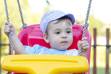 Image showing baby boy swinging