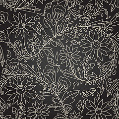 Image showing Seamless dark texture with flower