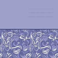 Image showing card with abstract hand-drawn lilac waves pattern