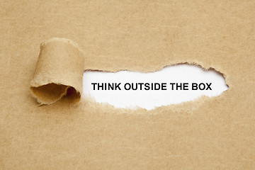 Image showing Think Outside The Box Torn Paper