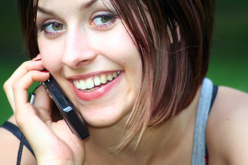 Image showing Am Telefon