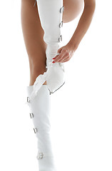 Image showing white leather boots and panties