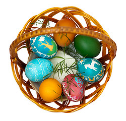 Image showing Easter eggs in basket