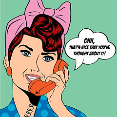 Image showing woman chatting on the phone, pop art illustration