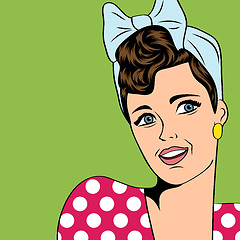 Image showing cute retro woman in comics style