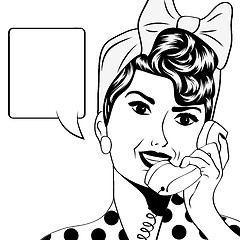 Image showing woman chatting on the phone, pop art illustration