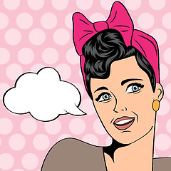 Image showing cute retro woman in comics style