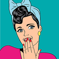 Image showing cute retro woman in comics style