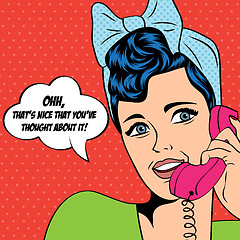 Image showing woman chatting on the phone, pop art illustration