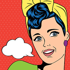 Image showing cute retro woman in comics style