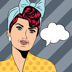 Image showing cute retro woman in comics style