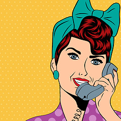 Image showing woman chatting on the phone, pop art illustration 