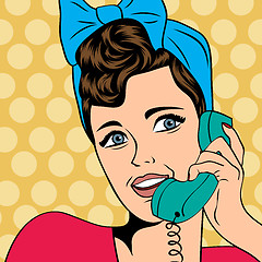 Image showing woman chatting on the phone, pop art illustration