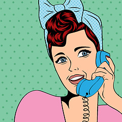 Image showing woman chatting on the phone, pop art illustration