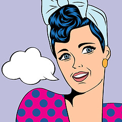 Image showing cute retro woman in comics style