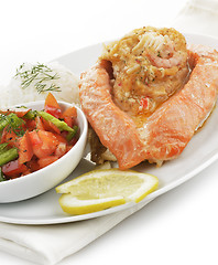 Image showing Stuffed Salmon Plate