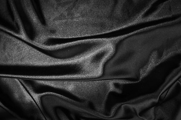 Image showing Shiny black satin fabric