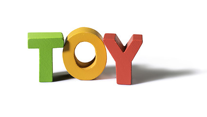 Image showing Multicolored text toy made of wood.