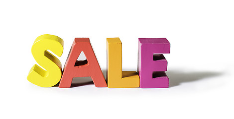 Image showing Multicolored word sale made of wood.