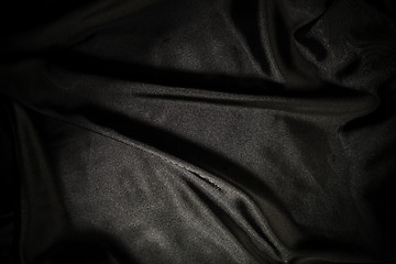 Image showing Shiny black satin fabric