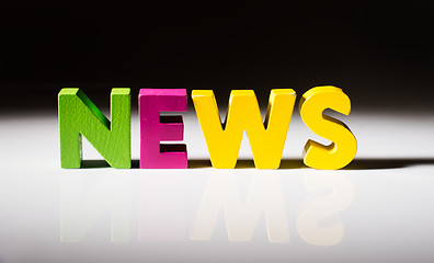 Image showing Multicolored word news made of wood.