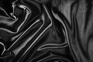 Image showing Shiny black satin fabric