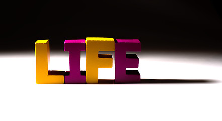 Image showing Multicolored word life made of wood.