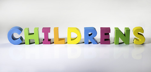 Image showing Multicolored text childrens made of wood.