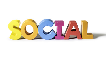 Image showing Multicolored word social made of wood.