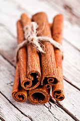 Image showing stack of cinnamon sticks