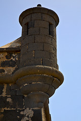 Image showing arrecife  lanzarote  wall castle  sentry tower and slot in tegui