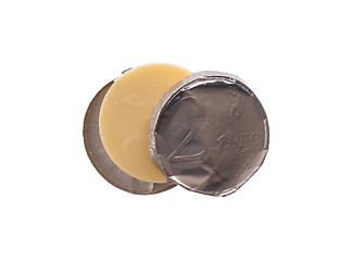 Image showing Euro currency, chocolate coins