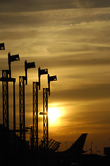 Image showing Sunset and airport