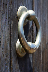 Image showing knocker abstract door wood in the brown spain